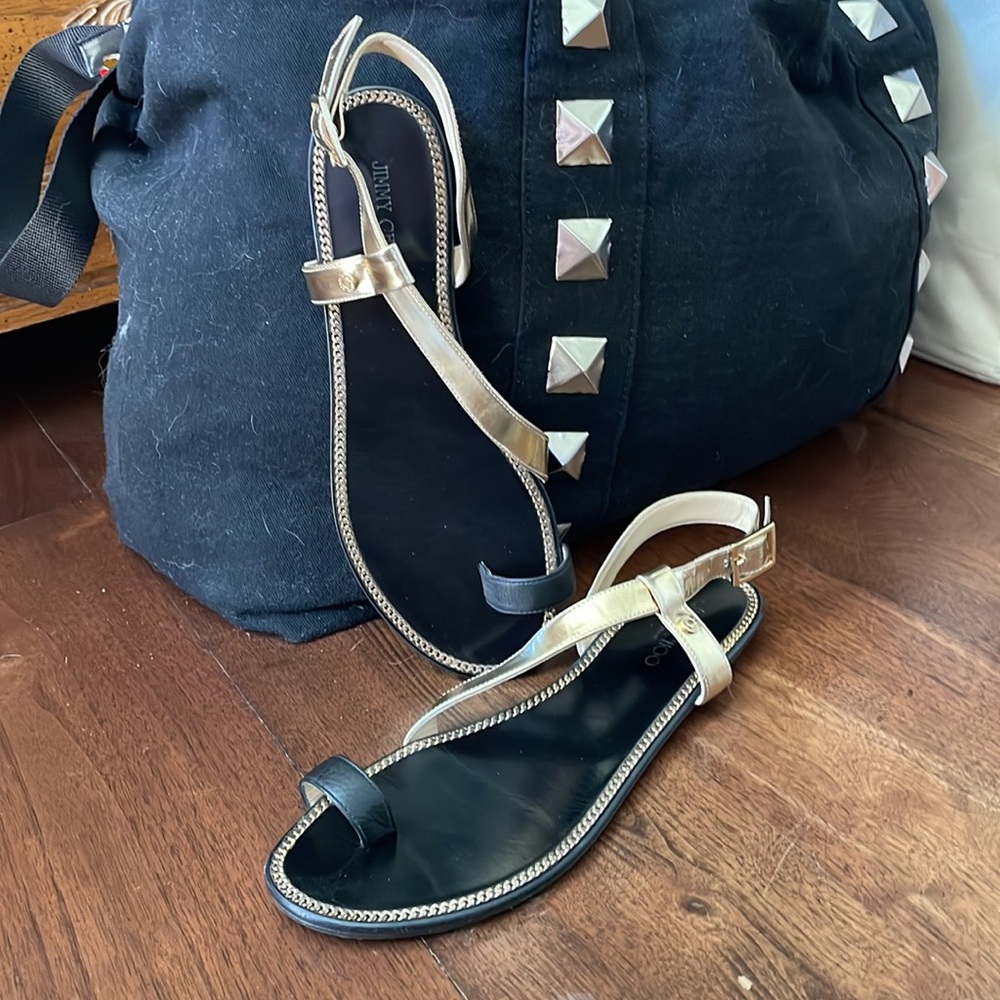 Jimmy Choo flat sandals 38 fits like 7